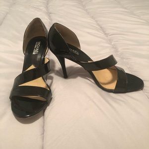 Michael Kors Black Patent Leather Open Toe